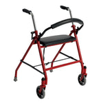 drive Aluminum Dual Release Folding Walker w/ Wheels & Seat, 29 38 Inch