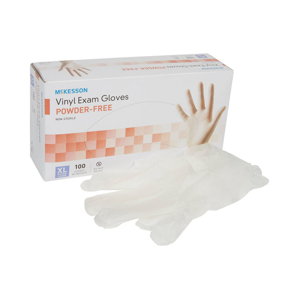 McKesson Vinyl Exam Glove, Extra Large, Clear
