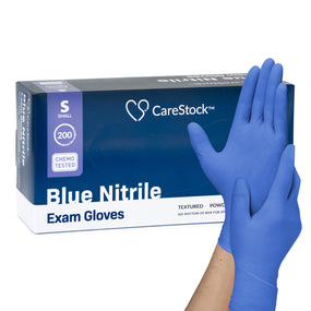 CareStock Nitrile Exam Glove, Small, Blue