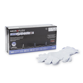 LifeStar EC Nitrile Extended Cuff Length Exam Glove, Medium, White / Blue