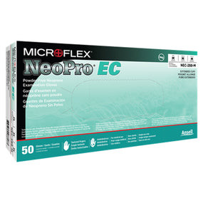 NeoPro EC Polychloroprene Extended Cuff Length Exam Glove, Medium, Green