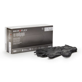 Microflex MidKnight Nitrile Exam Glove, Extra Large, Black