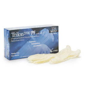 Trilon 2000 PF with MC3 Stretch Vinyl Exam Glove, Medium, Ivory