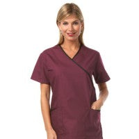 Fashion Seal 7001-3XL, Scrub Ladies Tunic Crossover Burgundy 3XL Ea