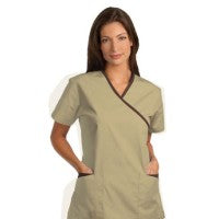 Fashion Seal 7007-M, Ladies Scrub Tunic Crossover MD Tan Ea