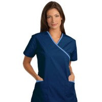 Fashion Seal 7026-M, Scrub Top Crossover Navy Medium Ea