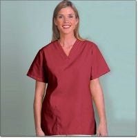Fashion Seal 7016-M, Tunic Scrub Ladies Sangria Medium V-Neck Ea