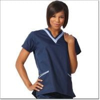 Fashion Seal 7578XL, Tunic Scrub Ladies Navy/ Ceil Blue XL Double V-Neck Ea