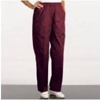 Fashion Seal 7064-S, Slacks Scrub Poly/Cttn Fashion Poplin F Burg Sm Pet 2Pckt Ea