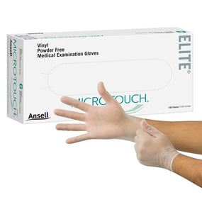 Micro-Touch Elite Stretch Vinyl Exam Glove, Medium, Ivory