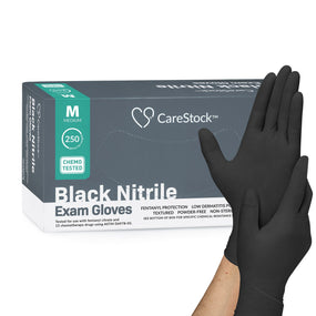 CareStock Nitrile Exam Glove, Medium, Black