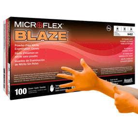 Microflex Blaze Nitrile Exam Glove, Medium, Orange