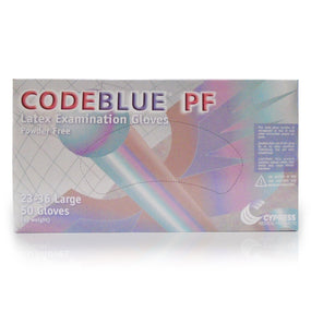 CodeBlue PF Latex Extended Cuff Length Exam Glove, Large, Blue