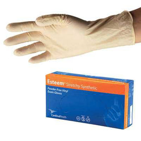 Cardinal Health Stretch Vinyl Exam Gloves, Cream, Medium, DINP-Free