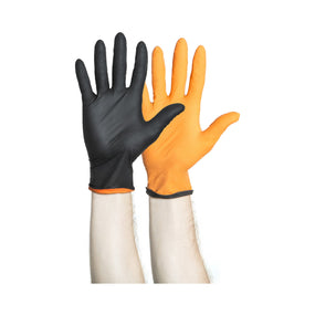 Black-Fire* Nitrile Reversible Exam Glove, Large, Black / Orange