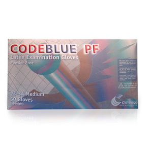CodeBlue PF Latex Extended Cuff Length Exam Glove, Medium, Blue
