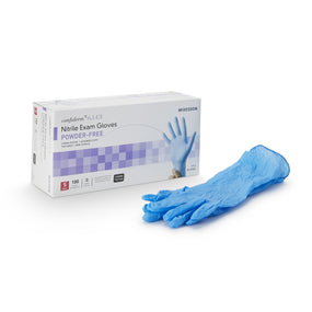 McKesson Confiderm 6.5CX Nitrile Extended Cuff Length Exam Glove, Small, Blue