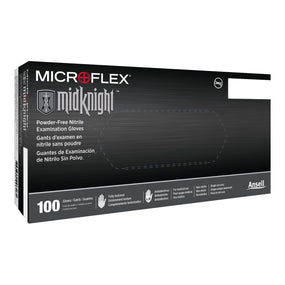Microflex Midknight Nitrile Exam Glove, Small, Black