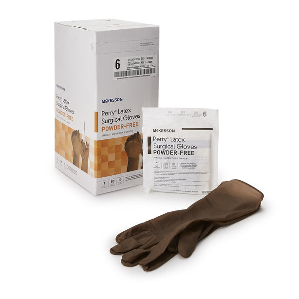 McKesson Perry Latex Surgical Glove, Size 6, Brown