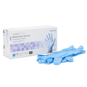 McKesson Confiderm 6.5CX Nitrile Extended Cuff Length Exam Glove, Large, Blue
