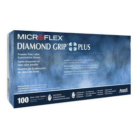 Microflex Diamond Grip Plus Latex Gloves, Small, White