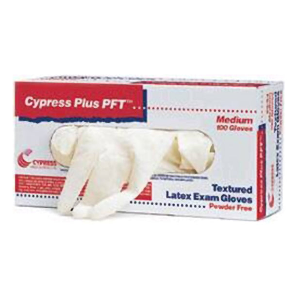 Cypress Plus PFT Latex Exam Glove, Large, Ivory