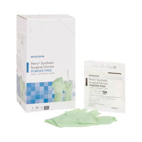 McKesson Perry Performance Plus Polyisoprene Surgical Glove, Size 5.5, Green