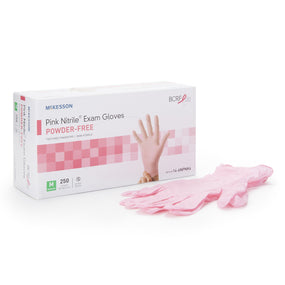 McKesson Pink Nitrile Exam Glove, Medium, Pink