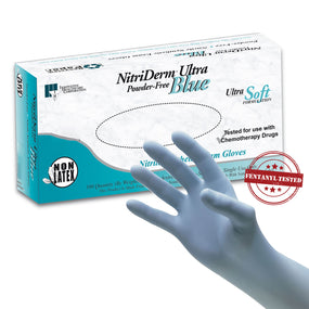 NitriDerm Ultra Blue Nitrile Exam Glove, Medium, Light Blue