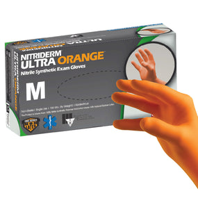 NitriDerm Ultra Orange Nitrile Exam Glove, Medium, Orange