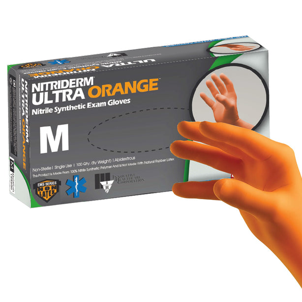 NitriDerm Ultra Orange Nitrile Exam Glove, Medium, Orange