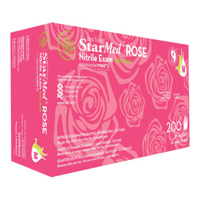 StarMed Rose Nitrile Exam Glove, Medium, Pink