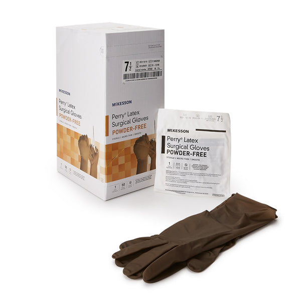 McKesson Perry Latex Surgical Glove, Size 7.5, Brown