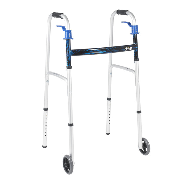 drive Aluminum Dual Release Folding Walker, 32  39 Inch Height