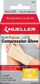 Compression Glove Mueller Compression & Support Gloves Fingerless Large / X-Large Over-the-Wrist Length Ambidextrous