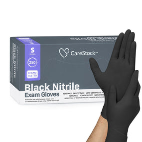 CareStock Nitrile Exam Glove, Small, Black