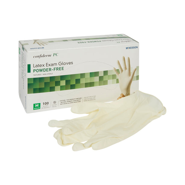 McKesson Confiderm Latex Exam Glove, Medium, Ivory
