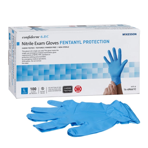 McKesson Confiderm 6.8C Nitrile Exam Glove, Large, Blue