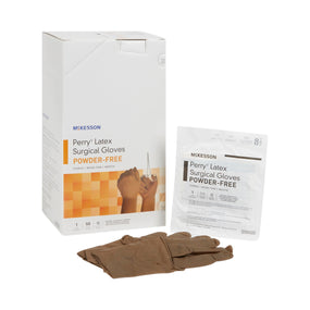 McKesson Perry Latex Surgical Glove, Size 8.5, Brown