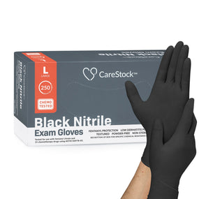 CareStock Nitrile Exam Glove, Large, Black