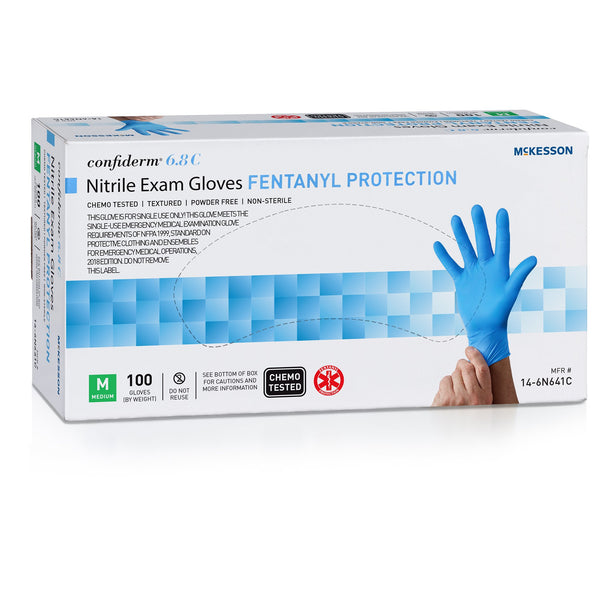 McKesson Confiderm 6.8C Nitrile Exam Glove, Medium, Blue