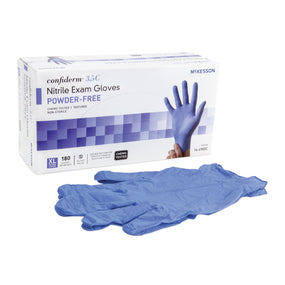McKesson Confiderm 3.5C Nitrile Exam Glove, Extra Large, Blue
