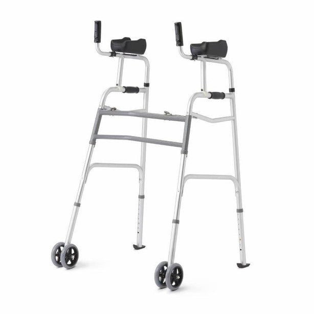 Medline Upright Folding Walkers, WALKER, UPRIGHT, FOLDING, JR 5" WHEELS
