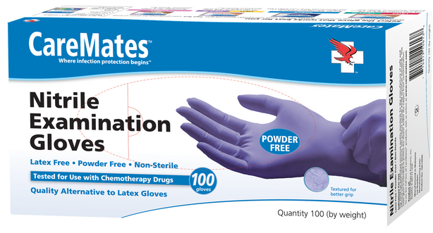CareMates Nitrile Powder-Free Textured Examination Gloves, X-Large