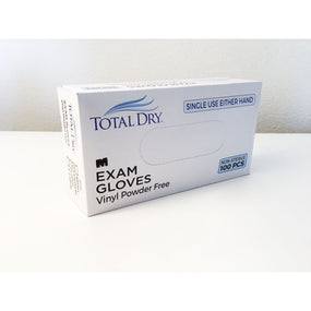 Total Dry Vinyl Powder-Free Exam Gloves, Medium